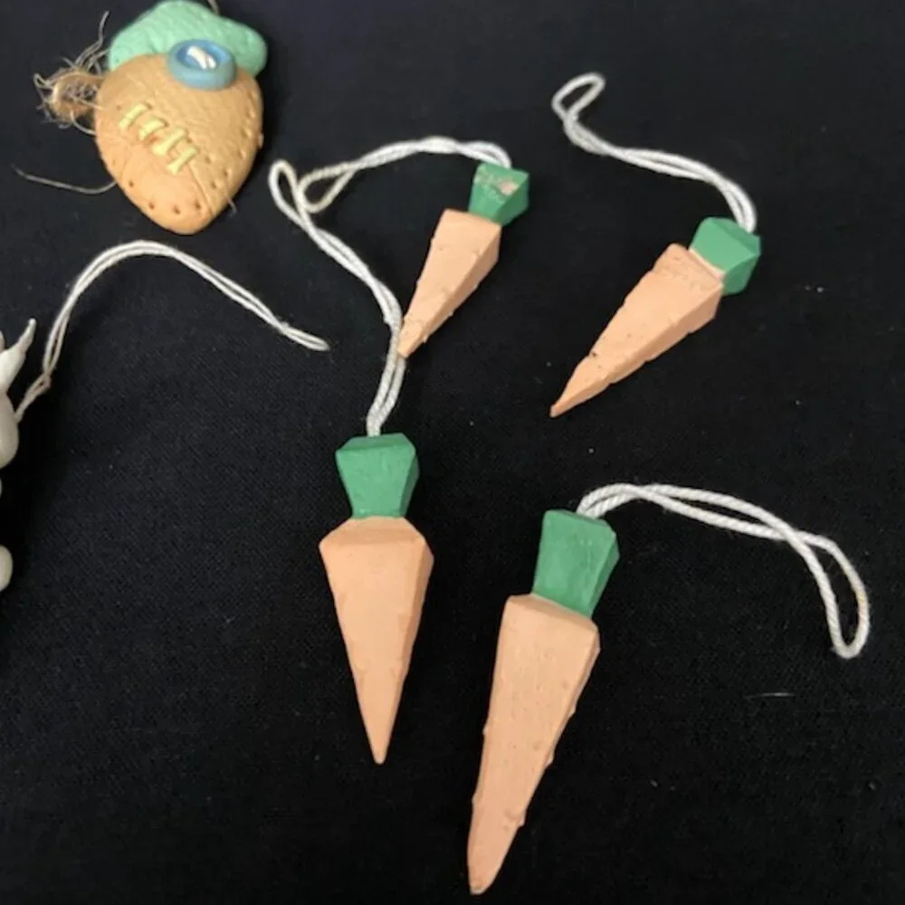 Vtg Mini Wood & Resin‎ Easter Tree Ornaments Hand Painted Lot of 12